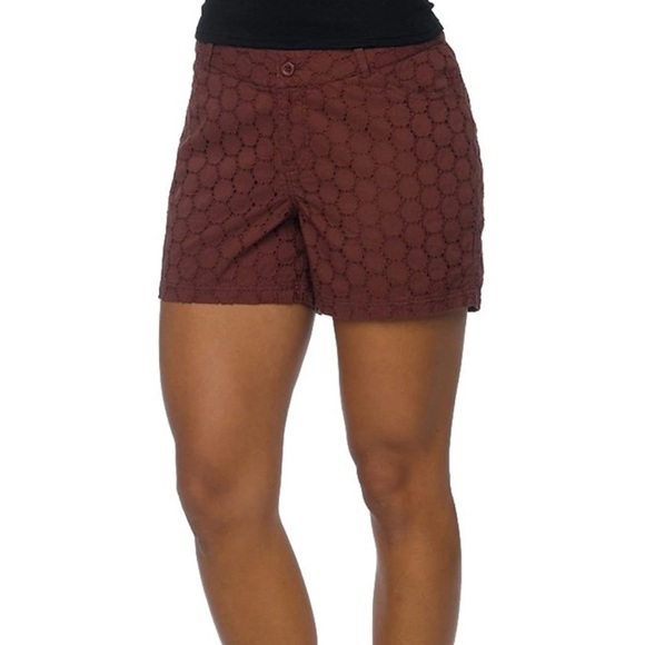 Prana Pants - Prana Woven Eyelet Maroon Shorts